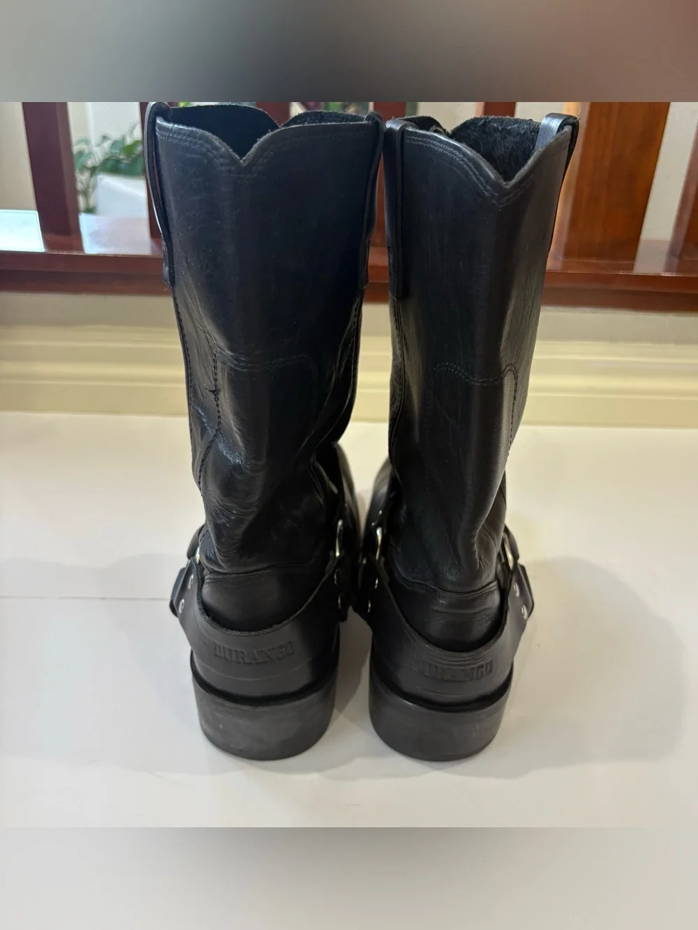 Durango Men’s 11 EE Black Leather Harness Motorcycle Western Boots Square Toe